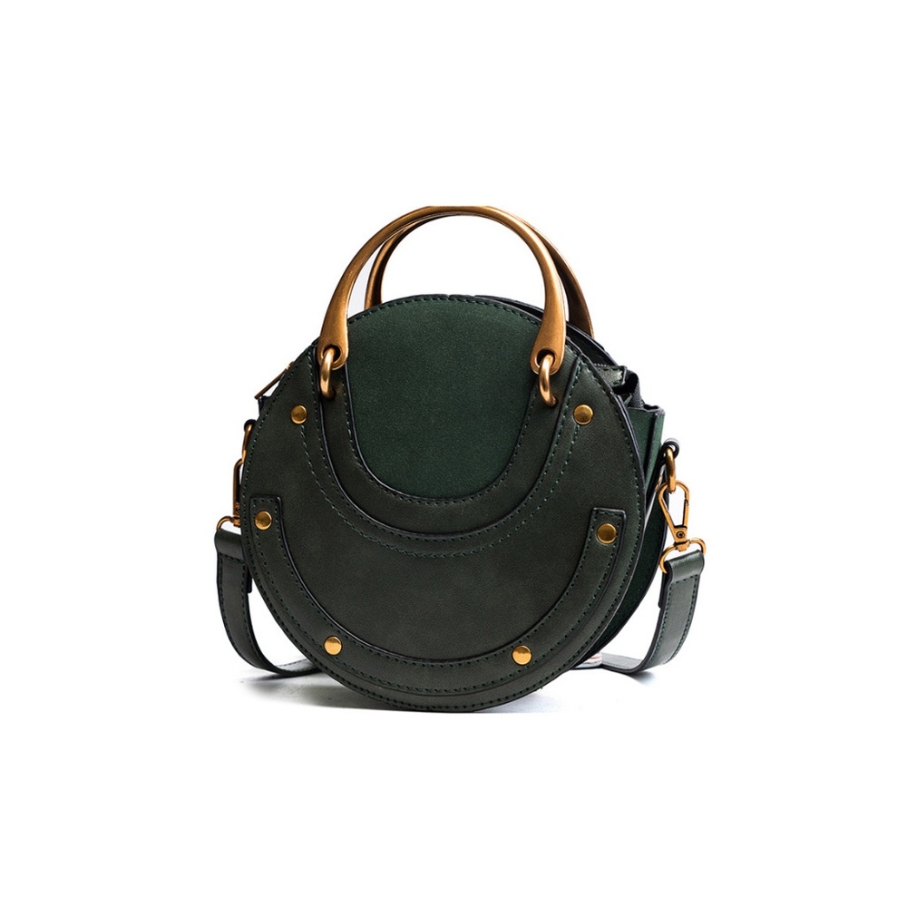 Round shaped hand bag - Forest green